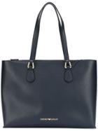Emporio Armani Logo Plaque Tote - Blue