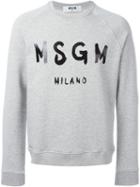Msgm Logo Print Sweatshirt, Men's, Size: Xl, Grey, Cotton