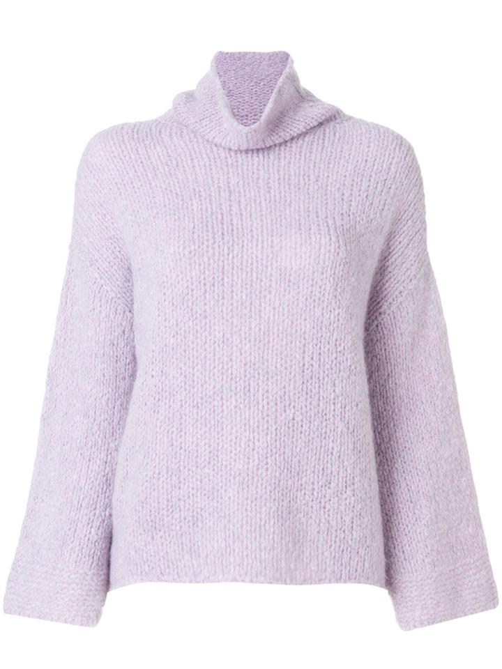 Lamberto Losani Turtle Neck Jumper - Pink & Purple