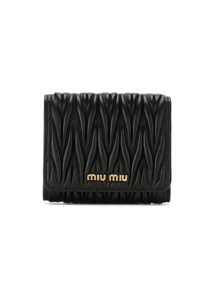 Miu Miu Matelassé Trifold Wallet - Black