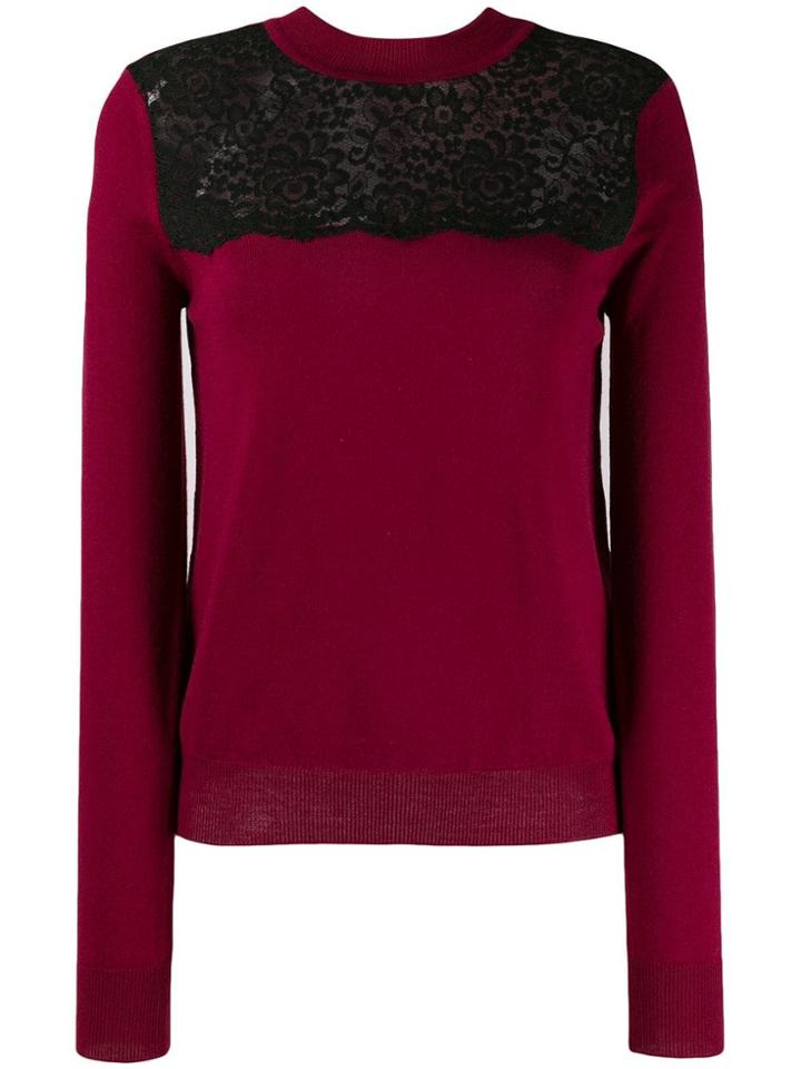 Mulberry Lace Panel Sweater - Red