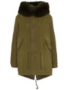 Mr & Mrs Italy Hooded Fur Trim Cotton Parka - Green