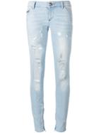Philipp Plein - Distressed Skinny Jeans - Women - Cotton/polyester/spandex/elastane - 26, Blue, Cotton/polyester/spandex/elastane