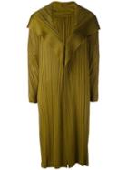 Pleats Please By Issey Miyake - Long Pleated Coat - Women - Polyester - Iii, Green, Polyester