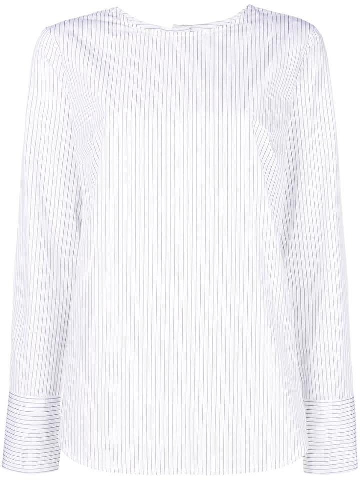 Odeeh Striped Round Neck Blouse - White