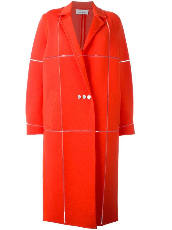 Courrèges Oversized Long Coat, Women's, Size: 40, Yellow/orange, Merino/polyamide/spandex/elastane