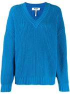 Msgm Knitted V-neck Jumper - Blue