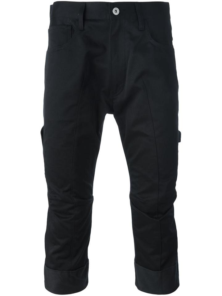 Junya Watanabe Comme Des Garçons Man Front Seam Cropped Pants, Men's, Size: Large, Black, Cotton