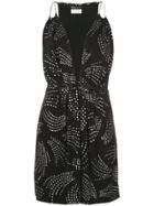 Saint Laurent Printed Sleeveless Plunge Dress - Black