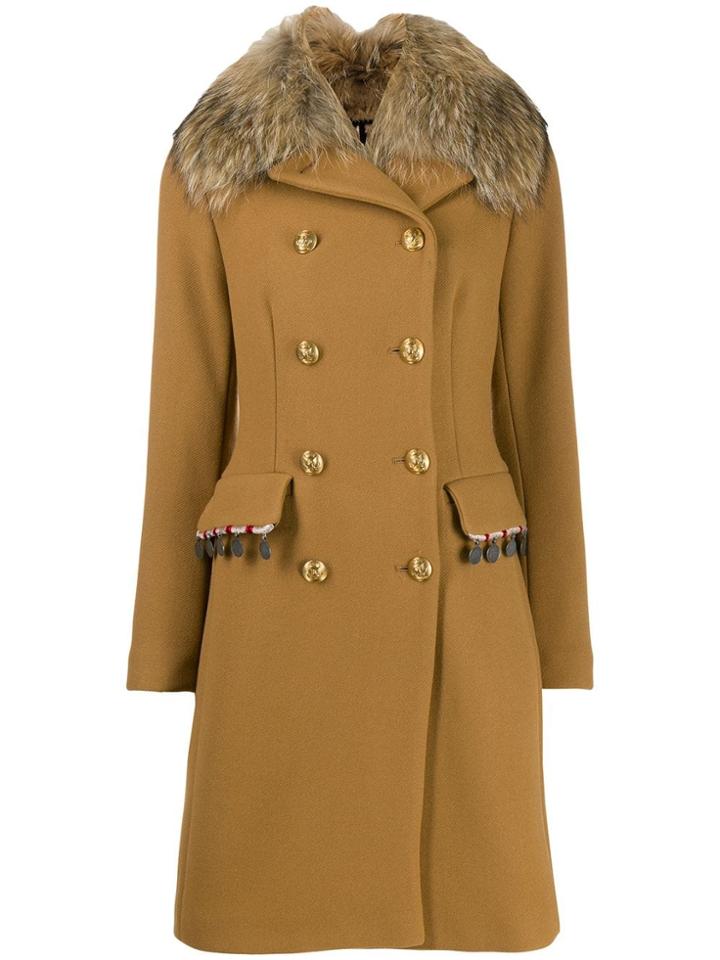 Bazar Deluxe Faux Fur Collar Coat - Brown
