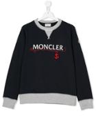 Moncler Kids Teen Logo Print Sweatshirt - Blue
