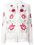 P.a.r.o.s.h. Rose Embroidered Bomber Jacket - White