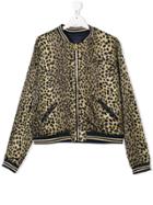 Little Marc Jacobs Teen Leopard Print Reversible Bomber Jacket - Blue