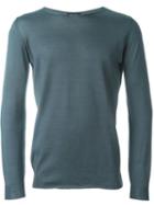 Roberto Collina Crew Neck Sweater, Men's, Size: 46, Grey, Cotton