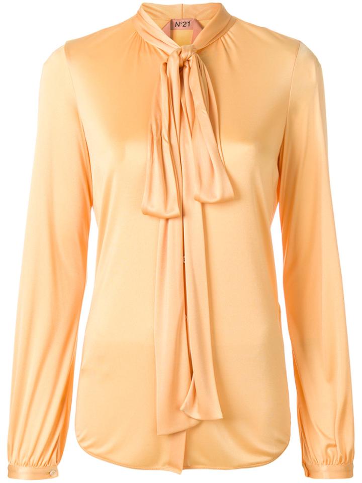 No21 Bow Tie Blouse - Yellow & Orange