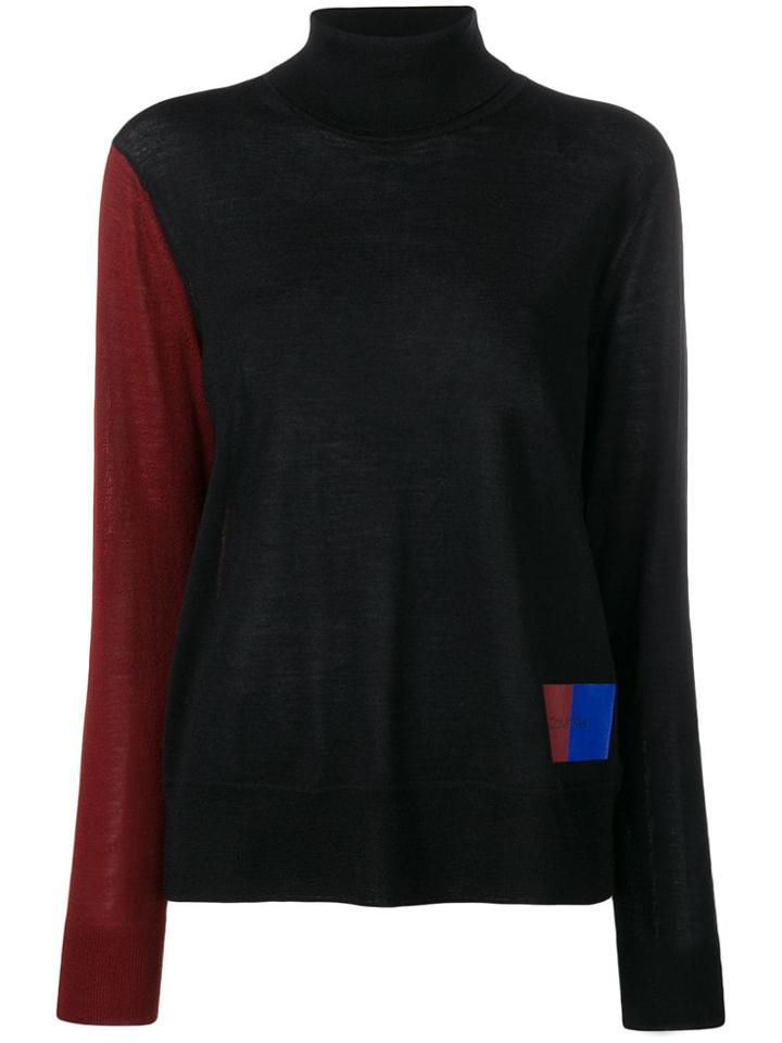 Calvin Klein Colour-block Turtleneck Jumper - Black