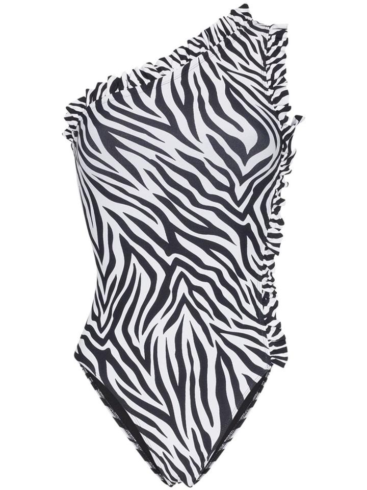 Leslie Amon Tami Zebra Print Swimsuit - Black