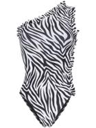 Leslie Amon Tami Zebra Print Swimsuit - Black