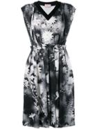 Christopher Kane Sprayed Floral Print Dress, Women's, Size: 10, Black, Silk/spandex/elastane/acetate/viscose