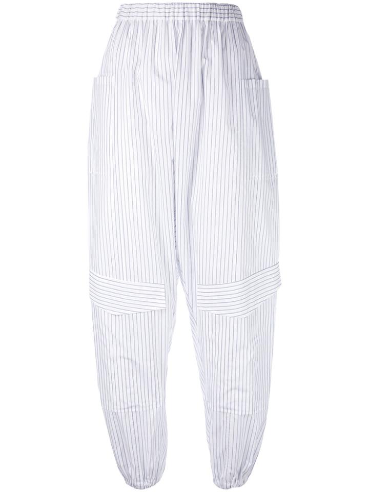 Chalayan Striped Balloon Trousers - White