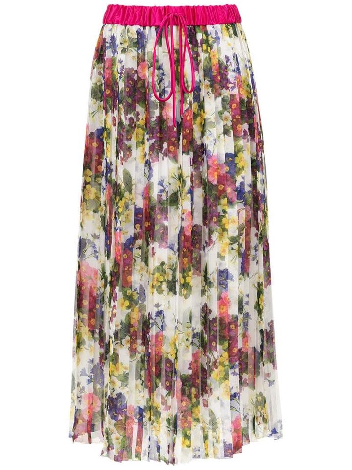 Dolce & Gabbana Floral Print Drawstring Skirt - White