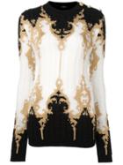 Balmain Baroque Buttoned Shoulder Jumper, Women's, Size: 40, Black, Nylon/polyester/viscose/virgin Wool