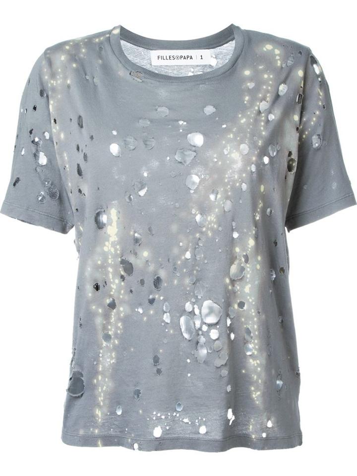 Filles A Papa Destroyed T-shirt, Women's, Size: 0, Grey, Cotton