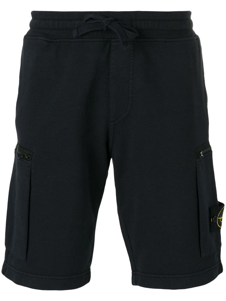 Stone Island Cargo Pocket Shorts, Men's, Size: Medium, Blue, Cotton