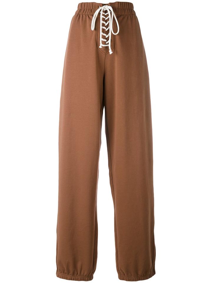 Puma - Front Lace Sweatpants - Women - Cotton/polyester/spandex/elastane - Xs, Brown, Cotton/polyester/spandex/elastane