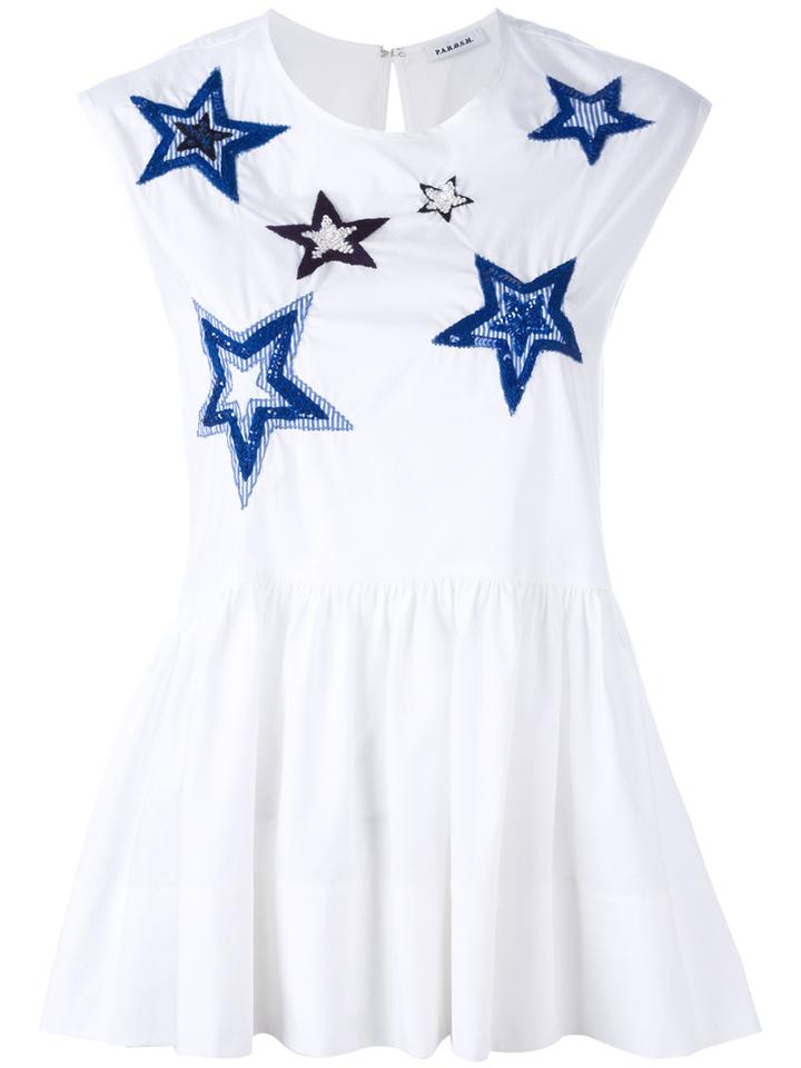 P.a.r.o.s.h. Star Print Blouse, Women's, Size: Xs, White, Cotton/spandex/elastane/pvc