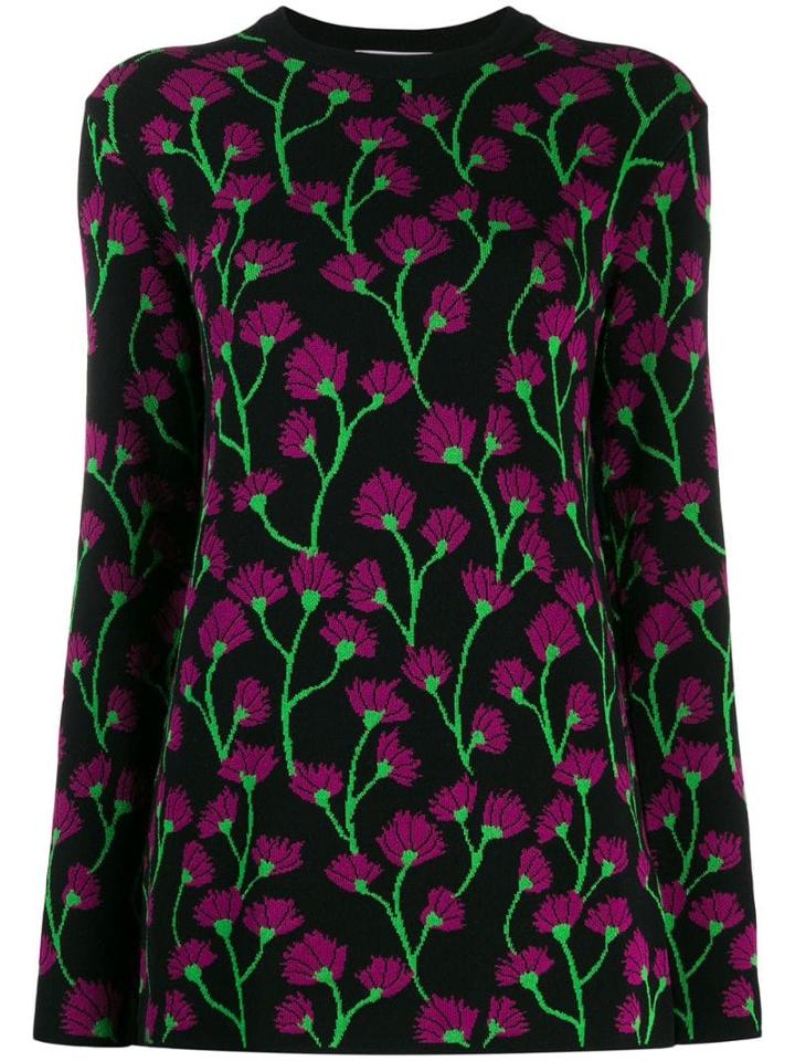 Be Blumarine Floral Knitted Jumper - Black