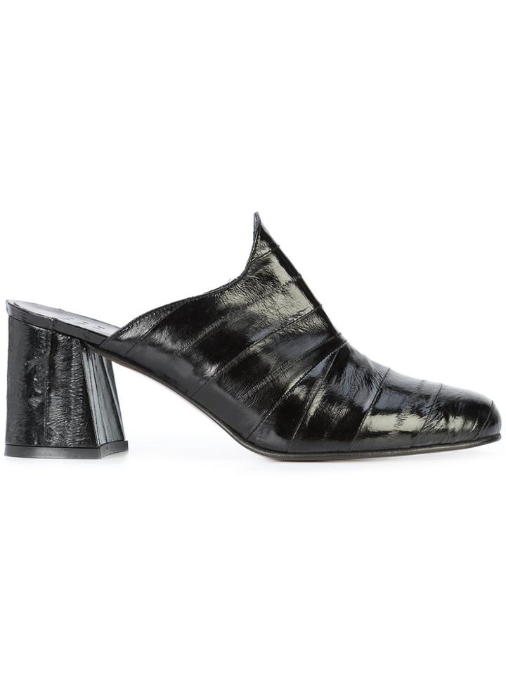 Trademark Block Heeled Mules - Black