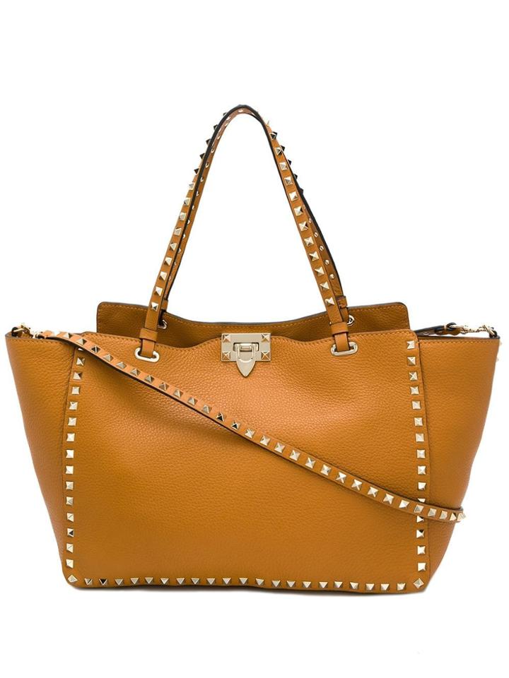 Valentino Valentino Garavani Rockstud Trapeze Tote - Brown