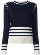 Chinti And Parker Sporty Striped Sweater, Women's, Size: Xs, Blue, Merino