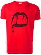Saint Laurent Blood Luster Print T-shirt, Men's, Size: Medium, Red, Cotton