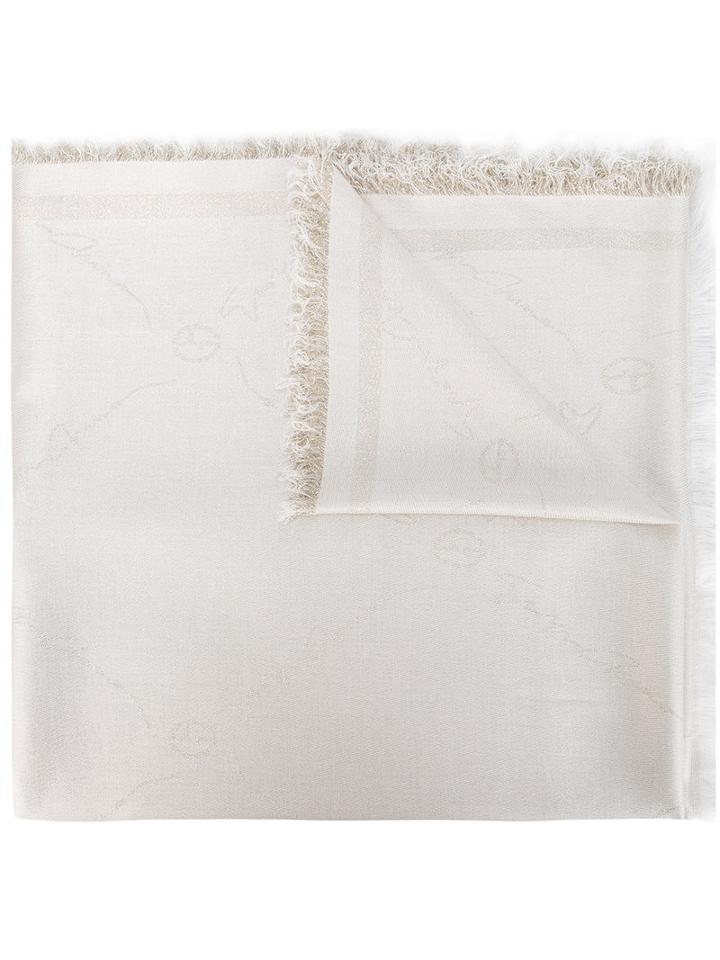 Giorgio Armani - Fringed Trim Scarf - Women - Polyamide/polyester/modal/metallic Fibre - One Size, Nude/neutrals, Polyamide/polyester/modal/metallic Fibre