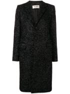 Saint Laurent Textured Single Breasted Coat - Black
