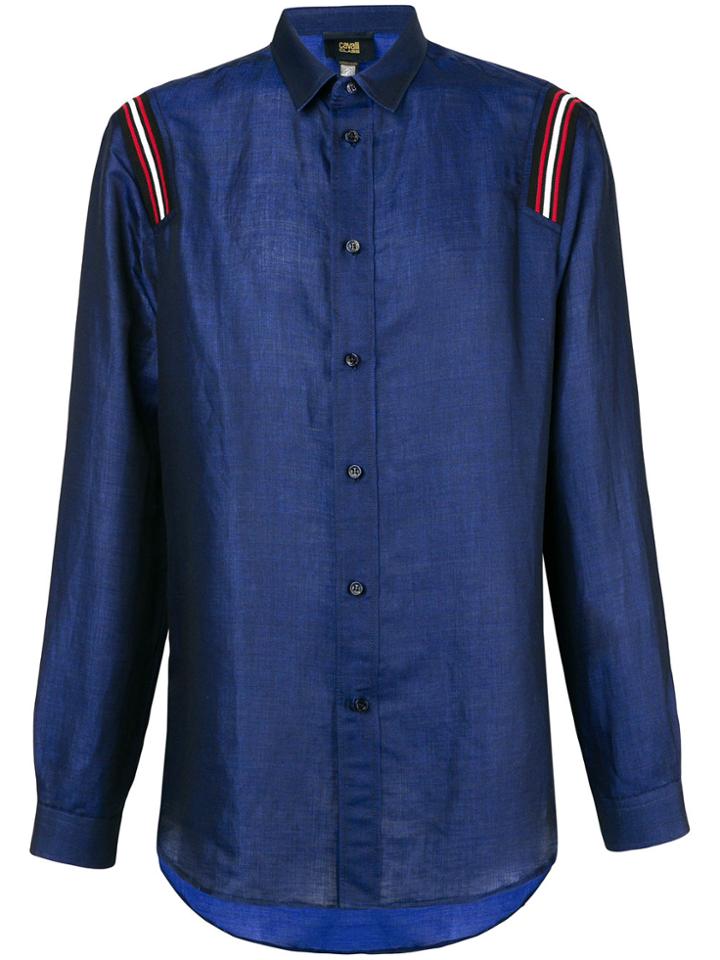 Cavalli Class Tape Detail Button-down Shirt - Blue
