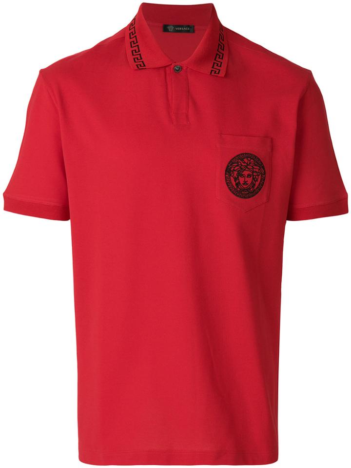 Versace Greek Collar Polo Shirt - Red