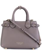 Burberry Runway Checked Side Tote, Women's, Grey