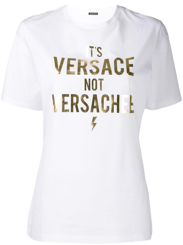 Versace Slogan Print T-shirt - White