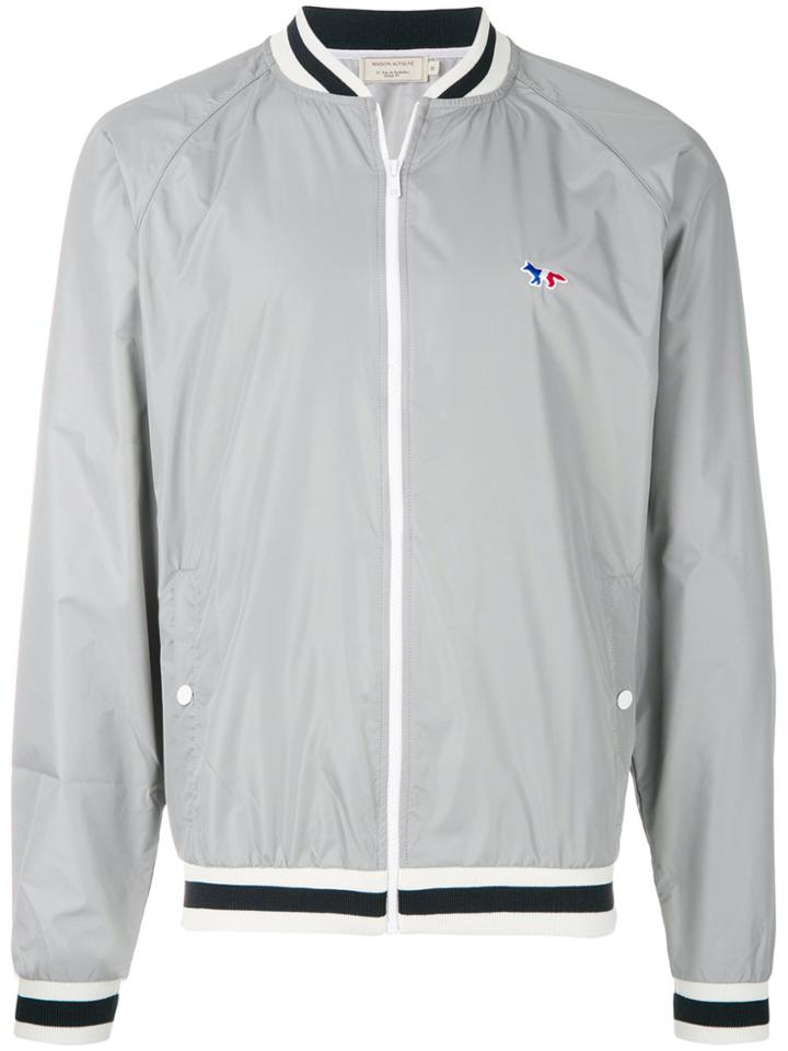 Maison Kitsuné Embroidered Logo Bomber Jacket - Grey