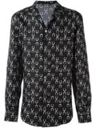 Dolce & Gabbana Horseshoe Print Shirt, Men's, Size: 39, Black, Silk