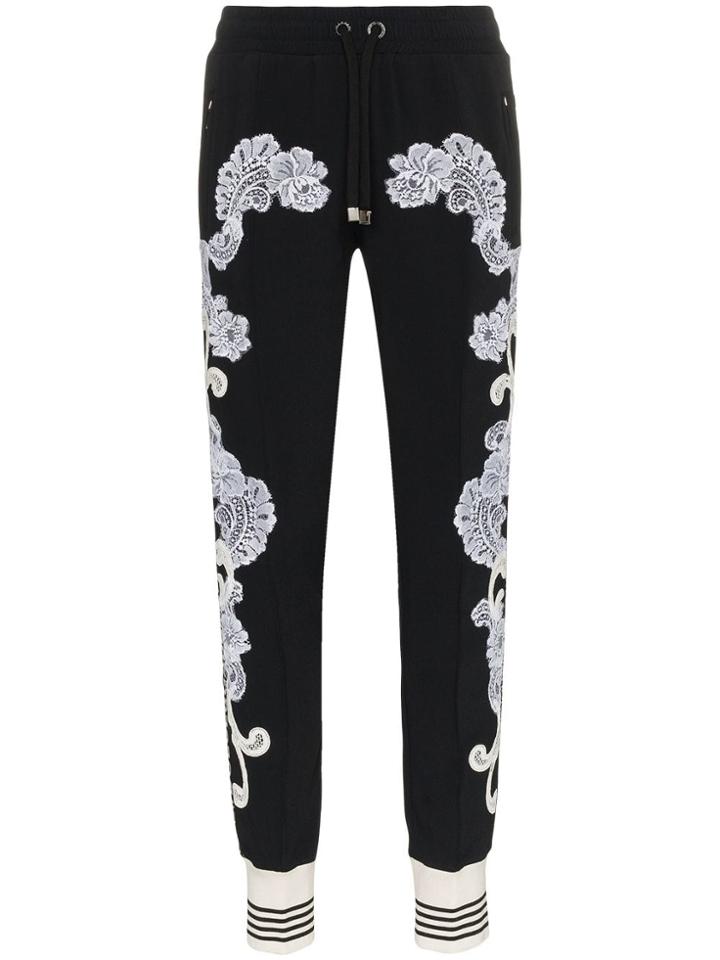 Dolce & Gabbana Lace Embellished Track Pants - Black