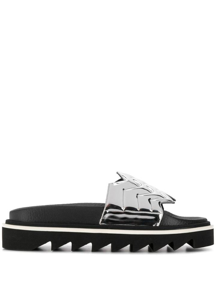 Nicholas Kirkwood Rina Flatform Slides - Silver
