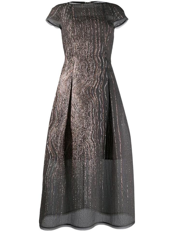 Talbot Runhof Curve Organza Cloqué Dress - Grey