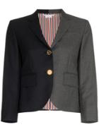 Thom Browne Stripe Detail Two-tone Silk Blazer - Grey