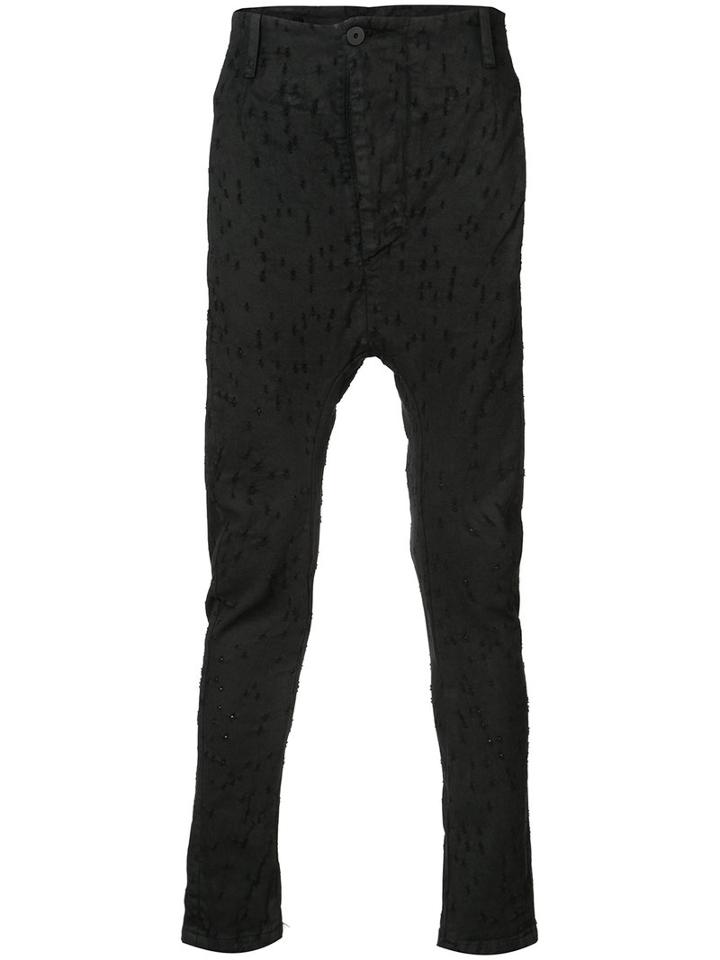 11 By Boris Bidjan Saberi Skinny Drop-crotch Trousers, Men's, Size: Small, Black, Cotton/spandex/elastane