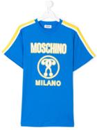 Moschino Kids Stripe Detail Logo T-shirt - Blue