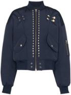 Blindness Pearl-applique Bomber Jacket - Blue